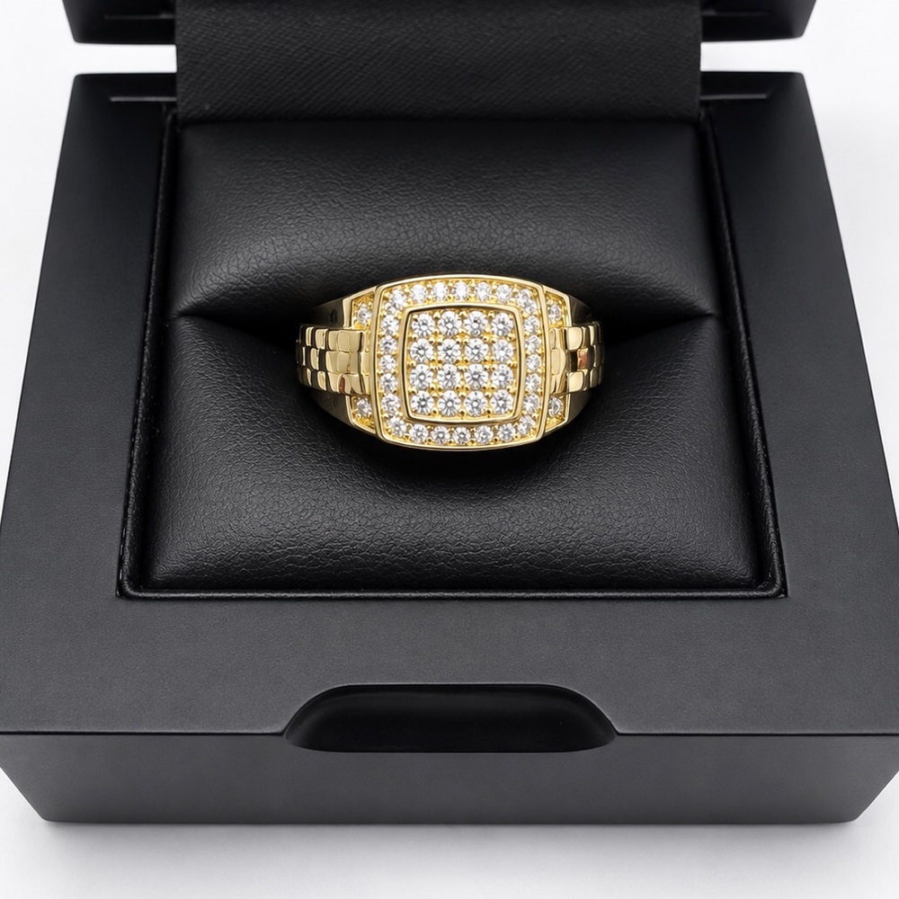 Gold Over 925 Sterling Silver 2.00CT MOISSANITE Men’s Ring Size 10